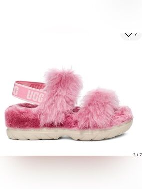Pink Fuzzy UGG Slide Sandals